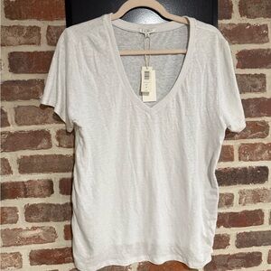 Z Supply White V-Neck Short Sleeve Tee